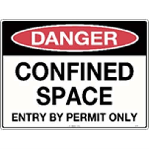 Danger Confined Space Entry By Permit Metal Sign 450x300mm